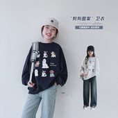 潮 女大童初中生印花上衣儿童学生休闲套头衫 女童卫衣2025秋装 新款