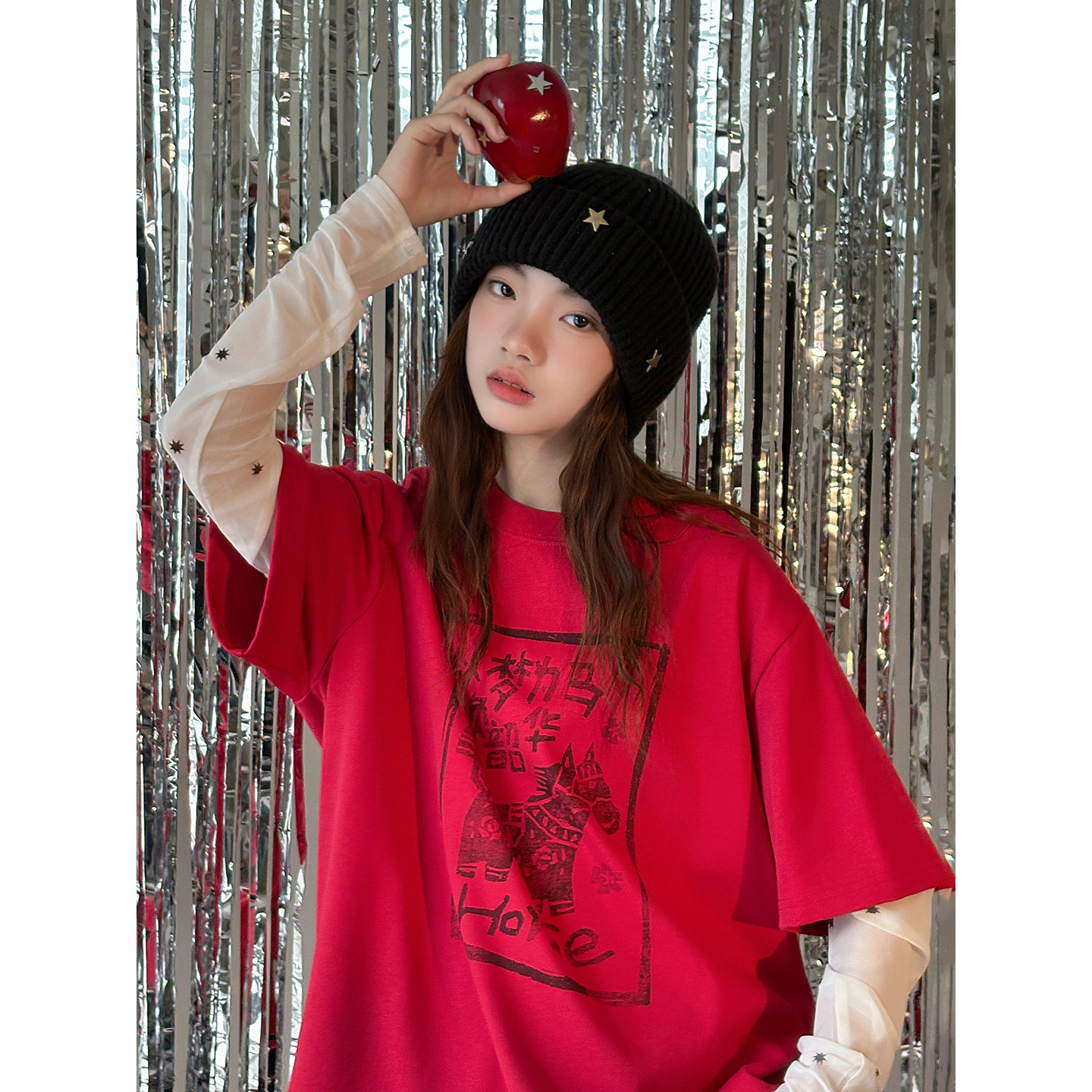 女大童T恤【以梦为马】青少年春装新款新年宽松休闲红色短袖上衣,童装/婴儿装/亲子装,T恤,淘宝优惠券,粉丝福利购,淘宝优惠卷