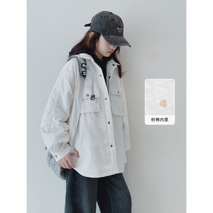 灯芯绒夹棉衬衫 女大童棉服 新款 青少年2025冬装 外套潮 松弛老钱