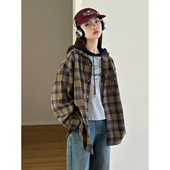 休闲复古长袖 女大童衬衫 新款 2026春装 格纹衬衣外套 秋日美拉德