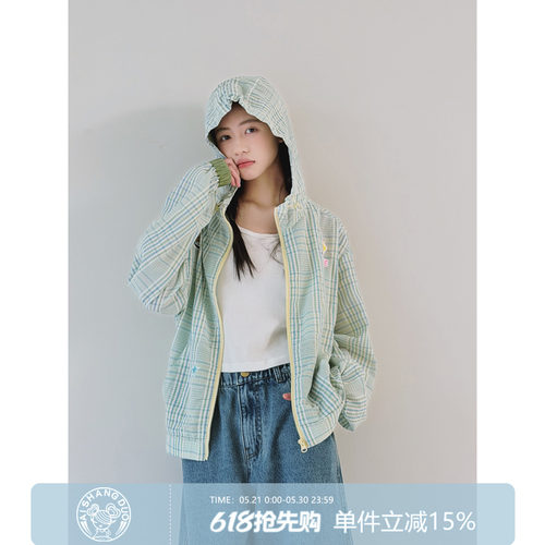 【放假了】初中生格纹连帽外套