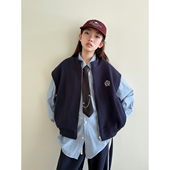 miu系学院 无袖 青少年2025秋装 简约拉链衫 上衣 新款 女大童马甲