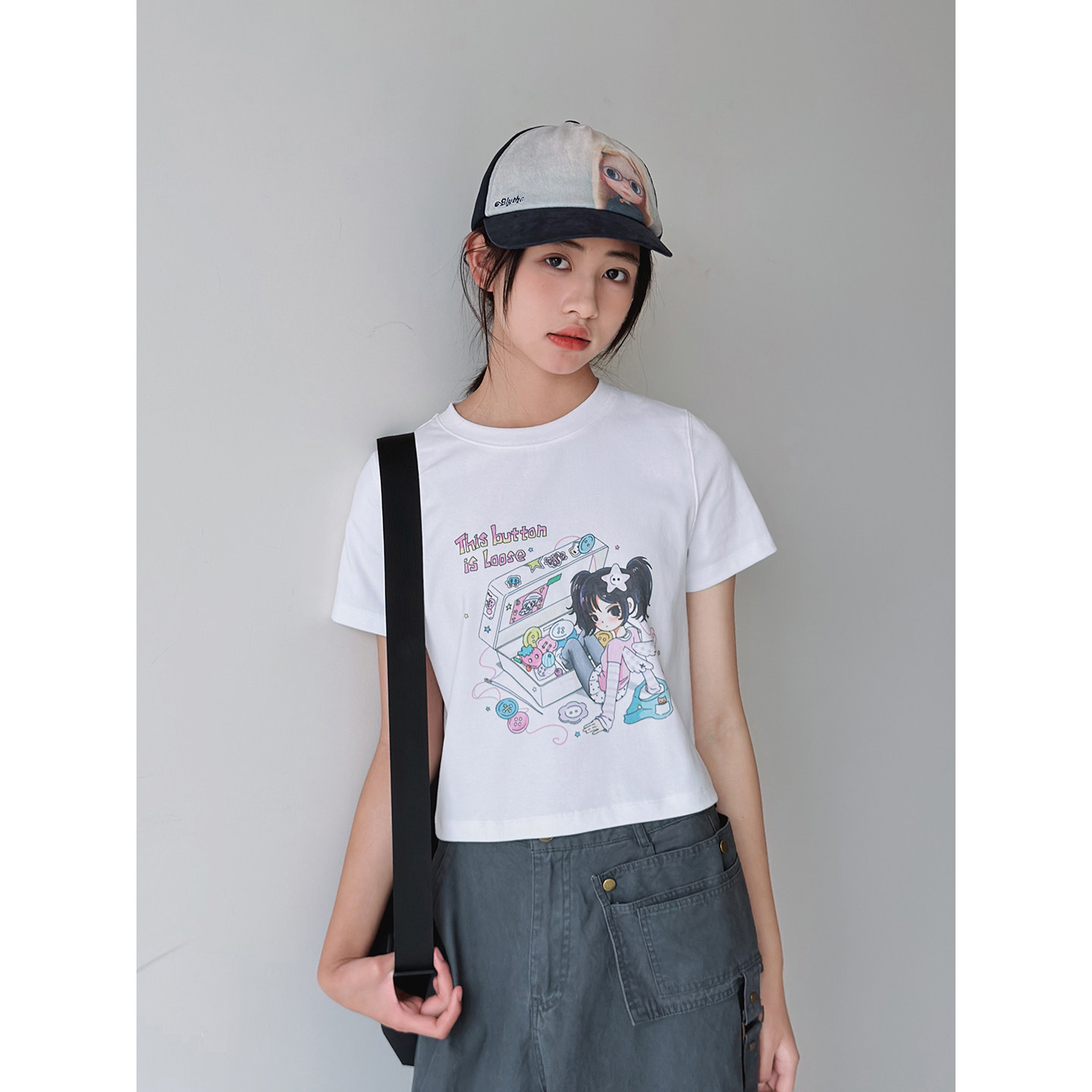 【二次元】初中生女短款T恤2026夏装新款青少年少女正肩短袖上衣 - 实物图