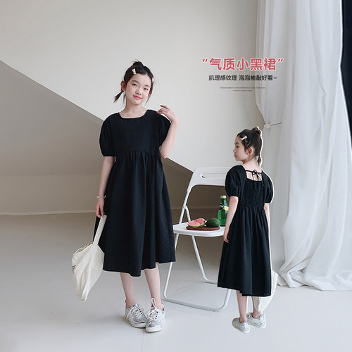 女童连衣裙2025夏装新款女大童韩版泡泡袖公主裙儿童洋气女孩裙子