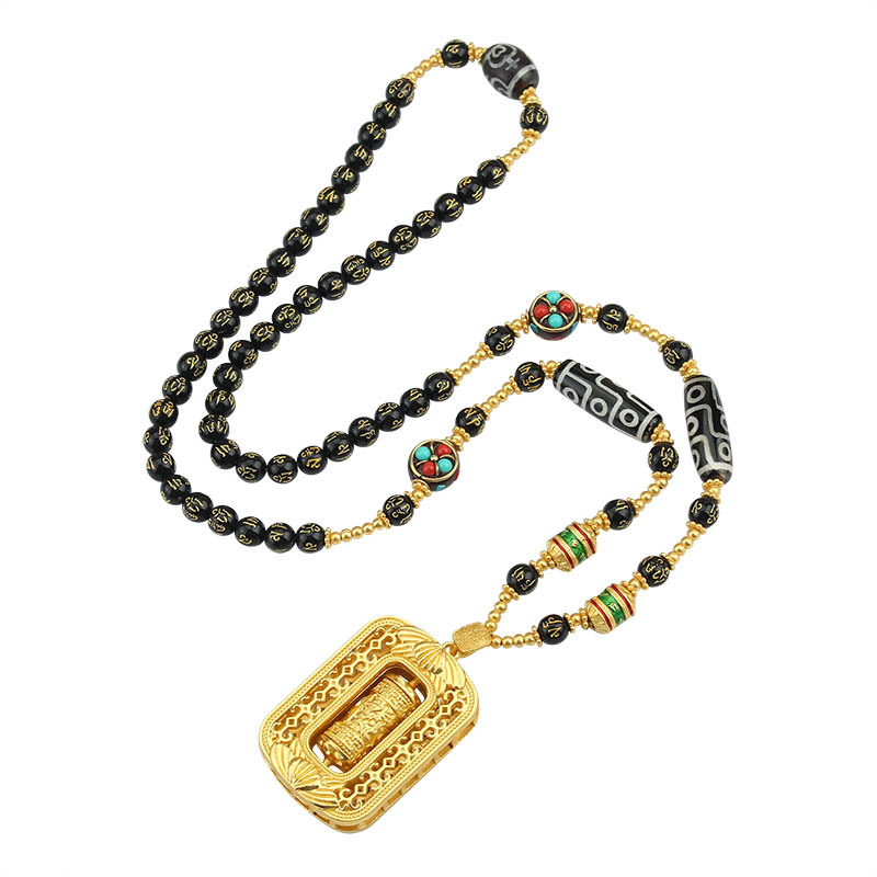 奥特莱斯折扣撤柜清仓捡漏六字箴言玛瑙天珠项链outlets女配饰