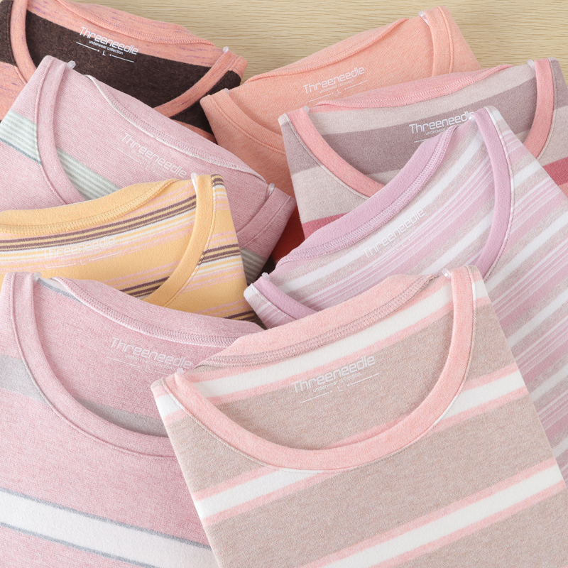 三针加厚舒绒圆领保暖内衣女上衣