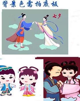 布贴画牛郎织女鹊桥会七夕定制