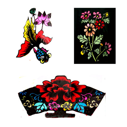 手工彩色套色剪纸花鸟鱼学生趣味制作定制图片