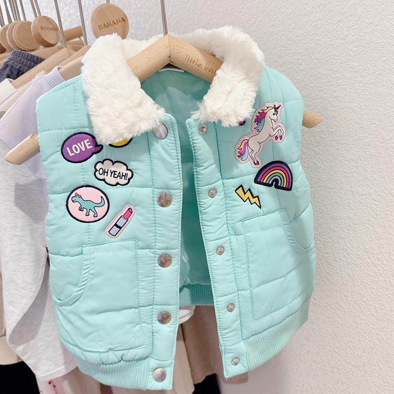 韩国原厂男女童中性贴布马甲