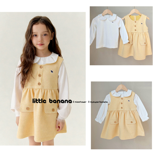 2件套装 不打折 千鸟格背心裙娃娃领白色打底衫 春款 韩国代工厂童装