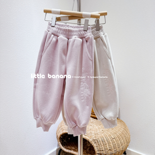 不打折韩国代工厂童装女童冬季新款厚实加绒休闲百搭卫裤运动长裤