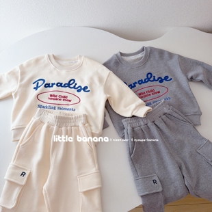 套装 不打折 卫裤 纯棉毛圈卫衣工装 韩国代工厂童装 男女童春秋新款