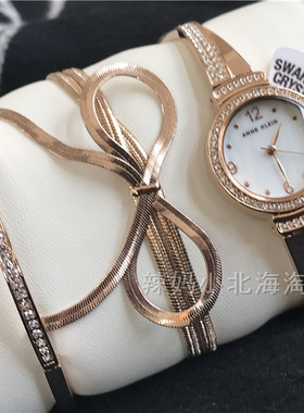 美国玫瑰金水钻女士手表