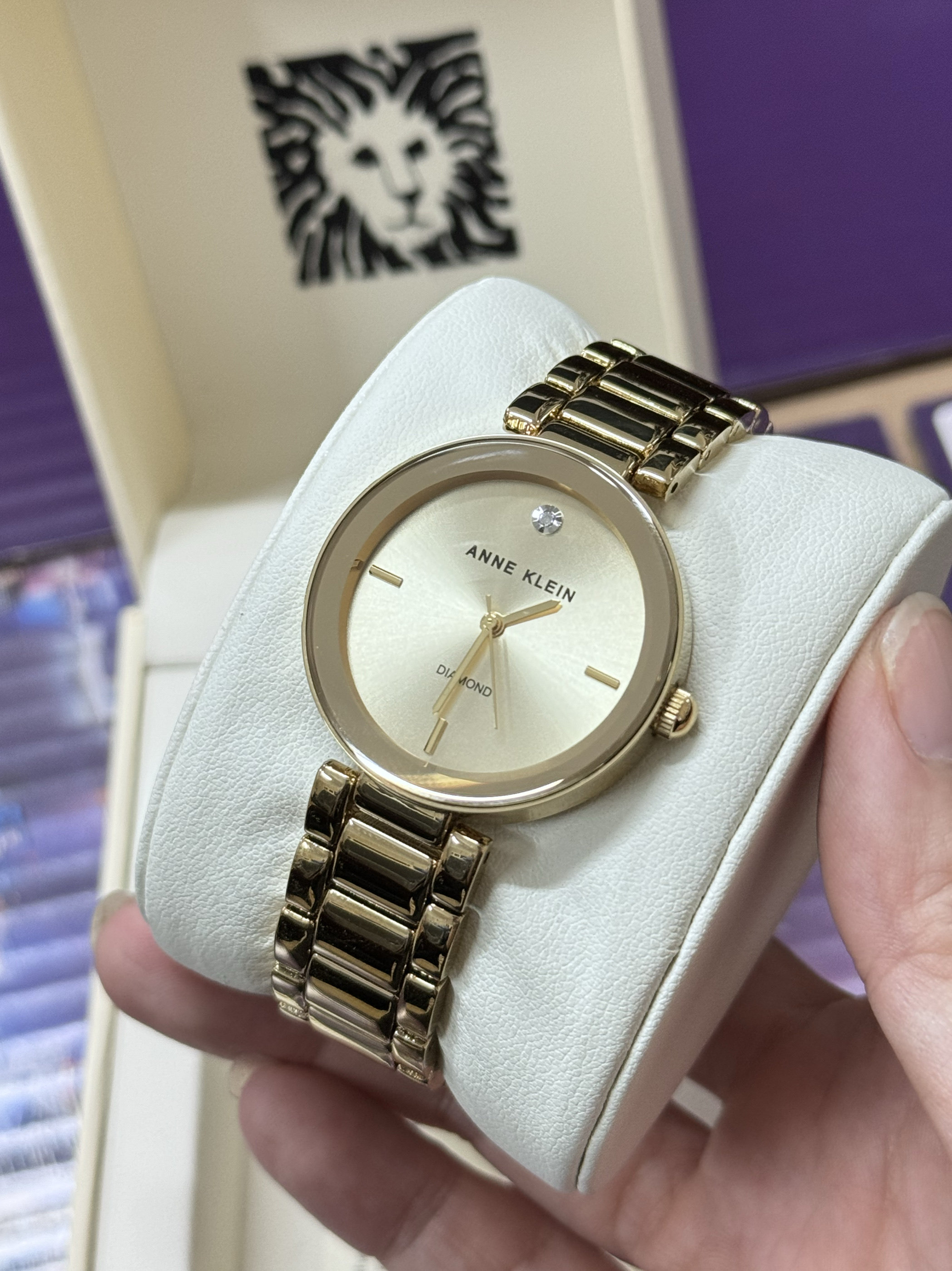 现货美国Anne klein1363气质简约浅金色女士通勤石英手表