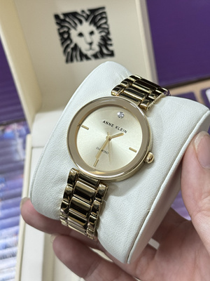 现货美国Anne klein1363气质简约浅金色女士通勤石英手表
