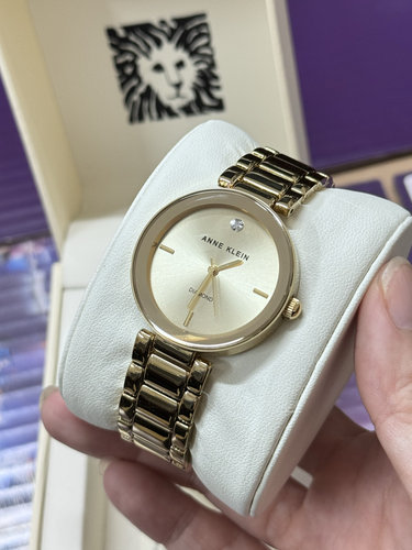 现货美国Anne klein1363气质简约浅金色女士通勤石英手表