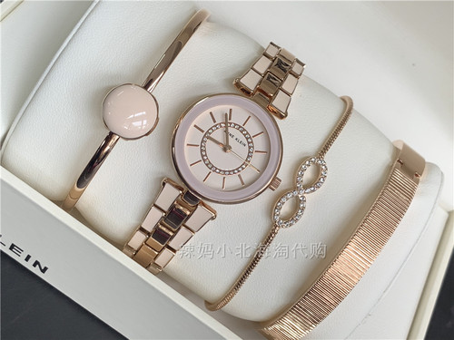 美国玫瑰金女士石英手表