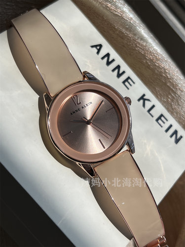 现货美国代购Anne klein裸粉色手镯款女士简约时尚石英手表