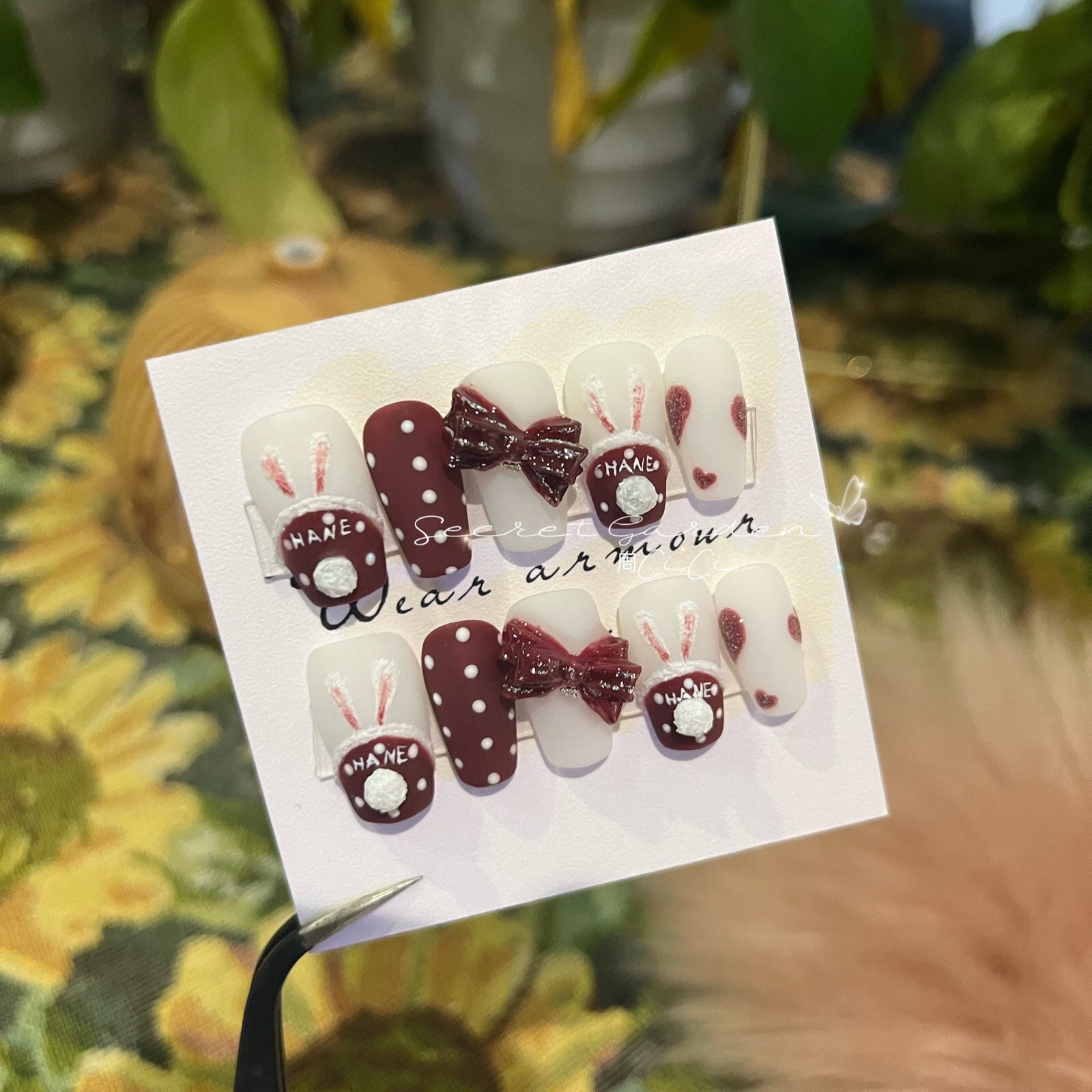 新款手工穿戴甲兔子磨砂款美甲韩式可拆卸美甲孕妇可用