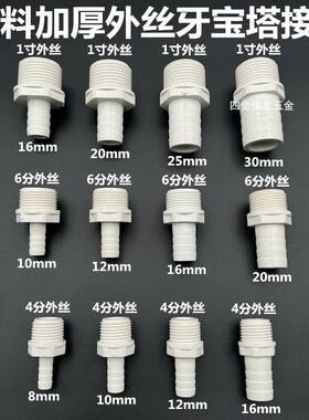 塑料外丝宝塔直4分6分1寸外螺水咀带扣软丝管格林头PV纹C水嘴气咀
