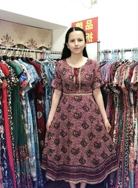 民族风不规则雪纺喇叭袖品牌清货