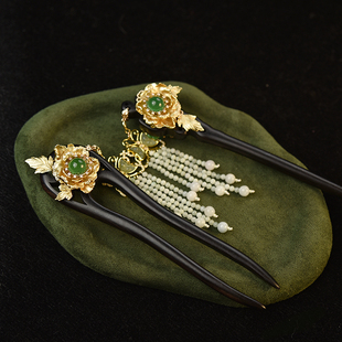 华容珠翠原创手工发簪盘发簪子头饰新中式国风旗袍丸子头发饰