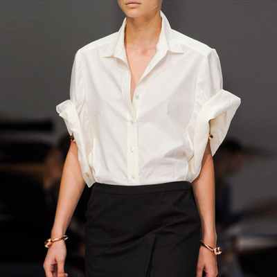 ins超火短袖白衬衫不易皱有型