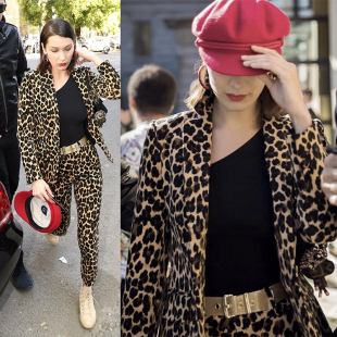 豹纹小西服小西装 休闲时尚 短外套欧美风外套 Hadid同款 Bella