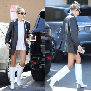 帅气黑色品质pu皮外套西装 Baldwin同款 女 潮流皮衣Hailey 2025新品