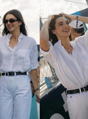 肯豆同款白色亚麻衬衫松弛感春秋柔软防晒长袖衬衣高级感法式上衣