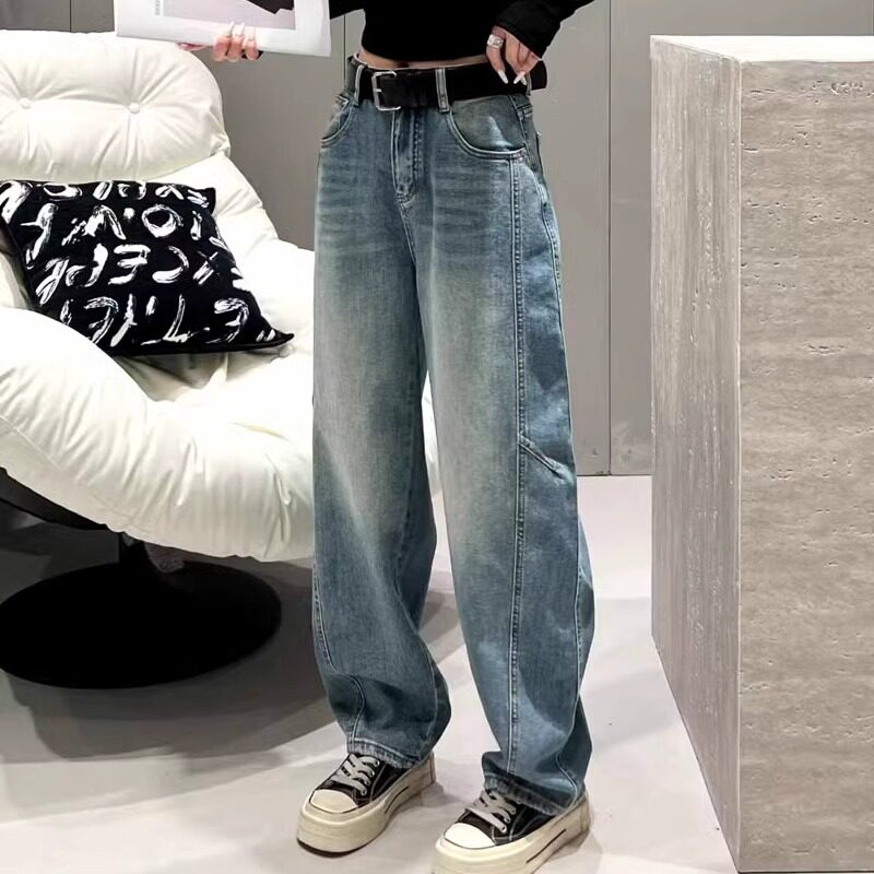 好穿到包浆的神裤！2025春款大牌范弯刀裤宽松休闲牛仔裤女79126