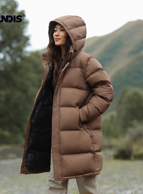 GUNDIS新款95防寒加厚中长款女羽绒服大衣冬季保暖外套g7011a