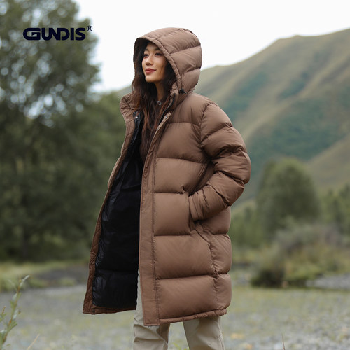 GUNDIS新款95防寒加厚中长款女羽绒服大衣冬季保暖外套g7011a