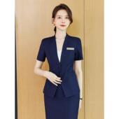气质酒店经理前台收银服务员工服套装 西装 短袖 珠宝店工作服女夏季