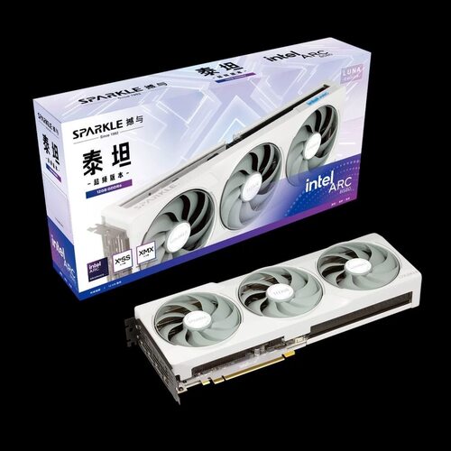 原装撼与Intel Arc B580泰坦 三风扇12GD6台式机显卡白色