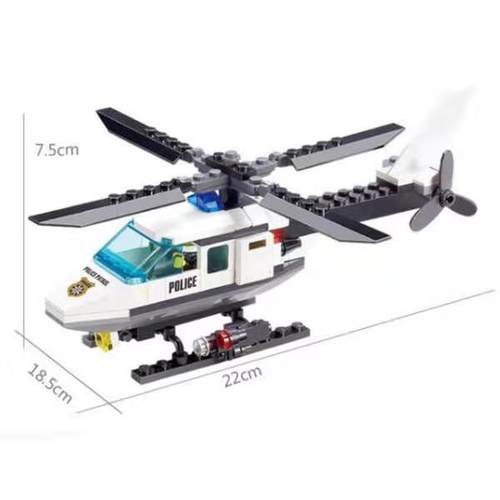 直升飞机消防警察系列颗粒积木