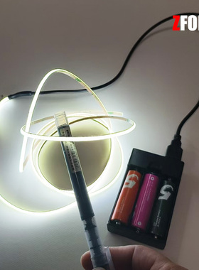 3MM高亮电池款超窄COB灯带自粘5V低压发光条沙盘模型装饰灯条USB