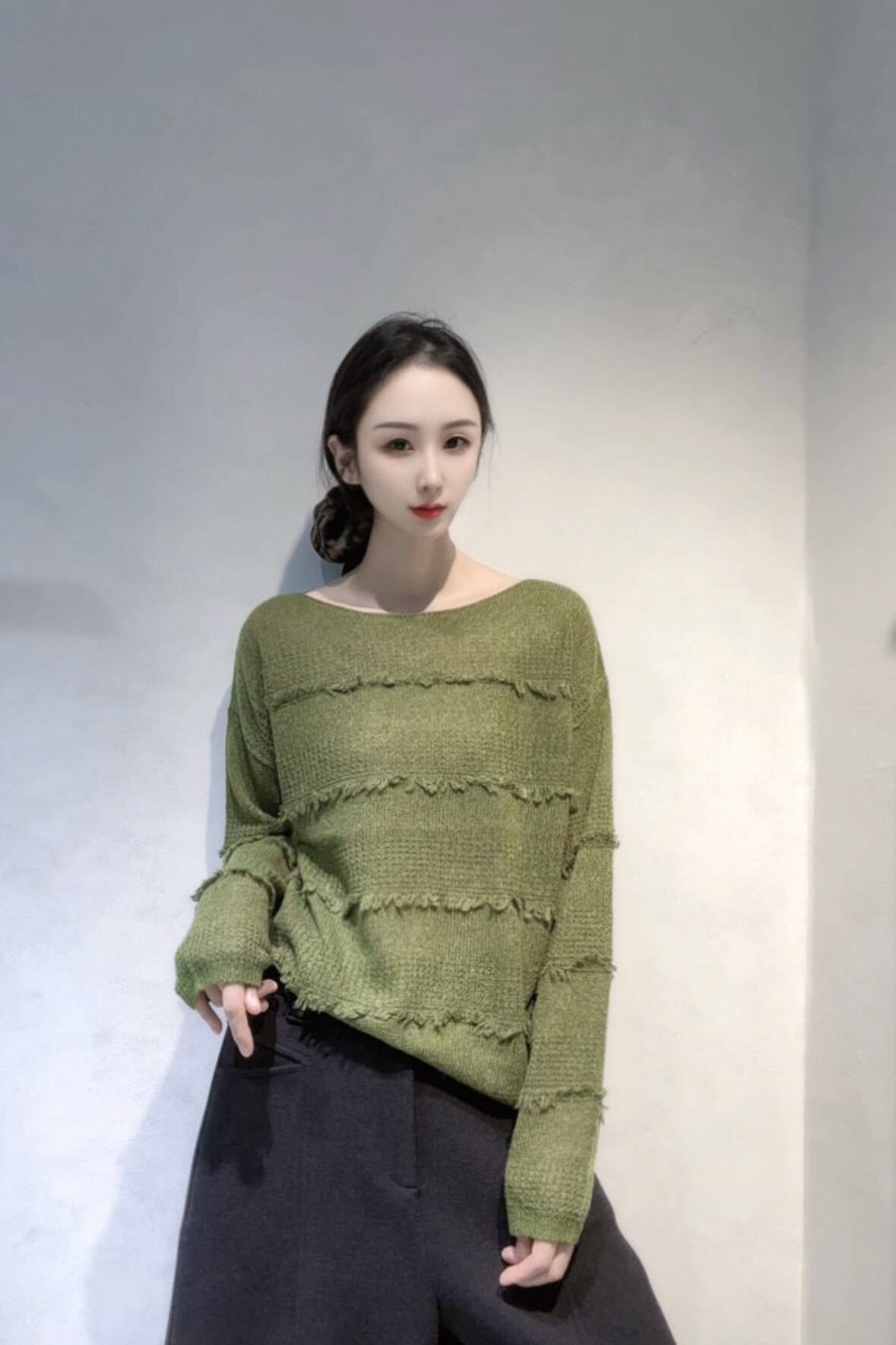 流苏毛衣女2026秋新款羊毛混纺套头显瘦百搭针织衫女装 南油高品
