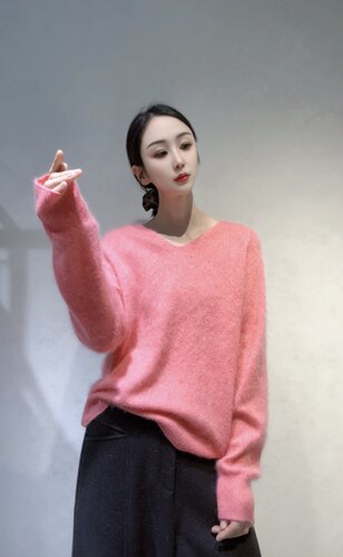 南油高品质毛衣女拉绒系列女士一线V领拉毛绒针织羊毛杉 针织衫