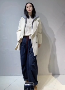 2026年新款双面呢大衣 韩版连帽假两件套 休闲双面羊绒大衣一手长