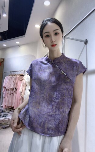 七彩云锦香云纱系列新中式无袖衬衫年轻款奥黛高端国风上衣小衫夏