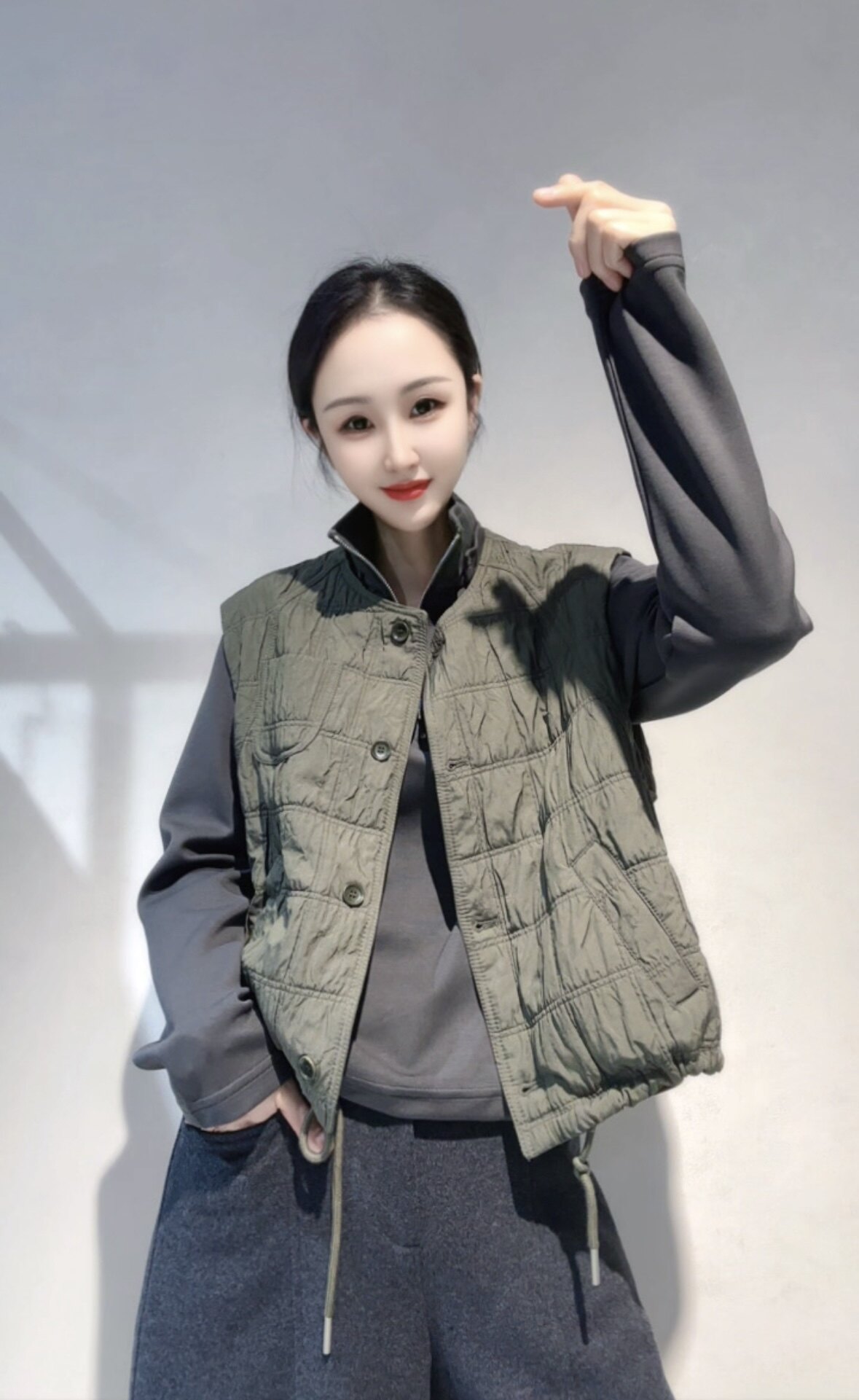 2026秋冬新时尚洋气菱格立领叠穿马夹棉衣外套女百搭休闲马甲上衣