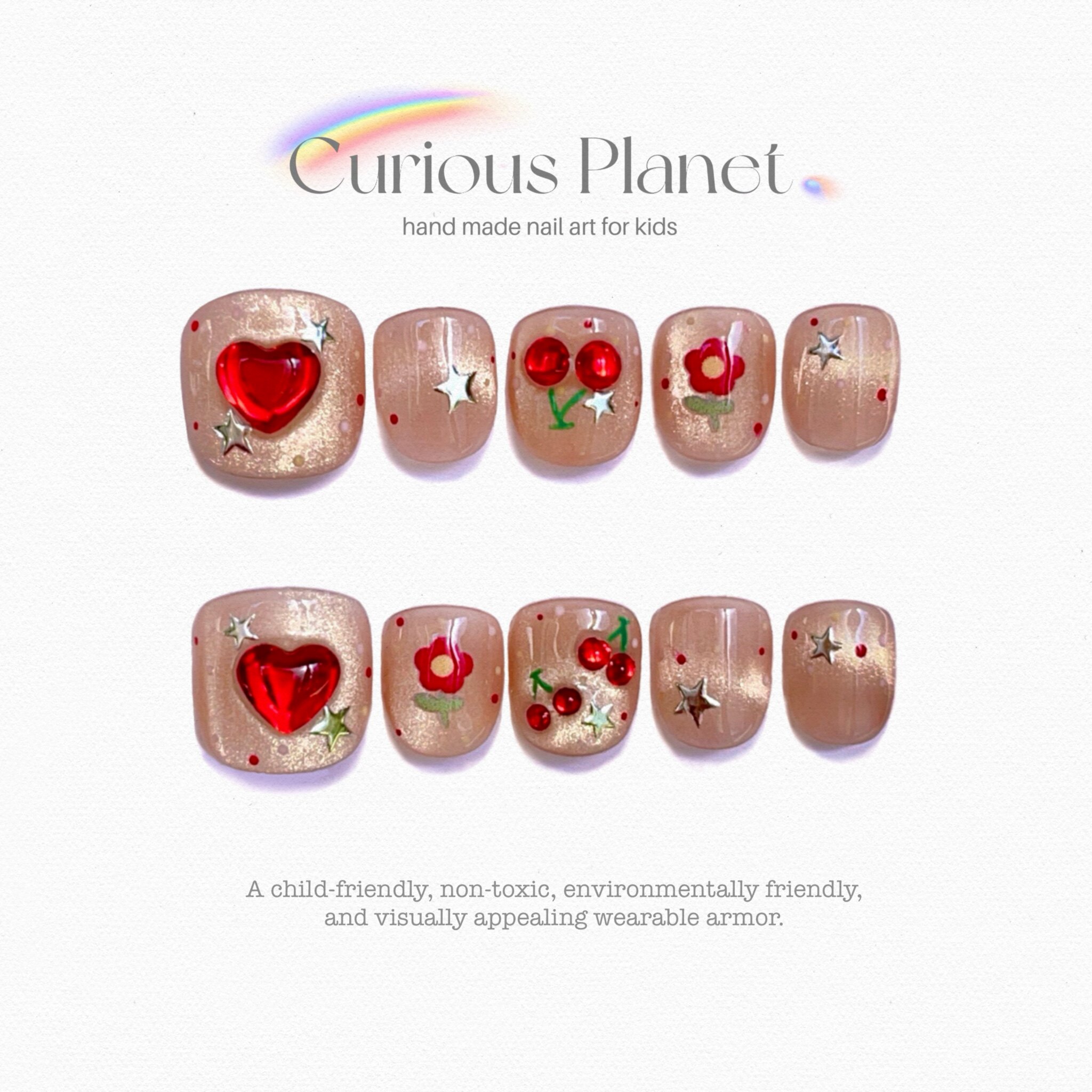 儿童猫眼穿戴甲亮闪闪可重复使用果冻胶粘贴不伤甲猫眼儿童美甲