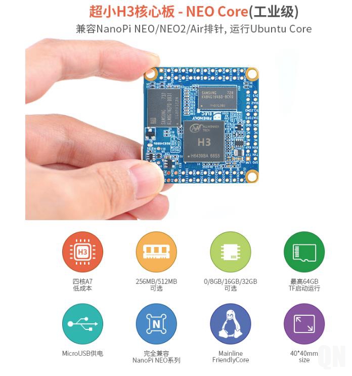 NanoPi NEO Core核心板 全志H3四核A7开发板 UbuntuCore 原厂全新