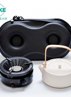 户外烧火炉子野餐茶具烧水壶陶瓷提梁燃气炉轻便套装配十罐气体