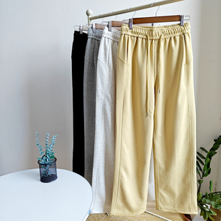 液氨棉百搭休闲裤运动卫裤女宽松阔腿裤直筒裤lulu臀线高腰针织