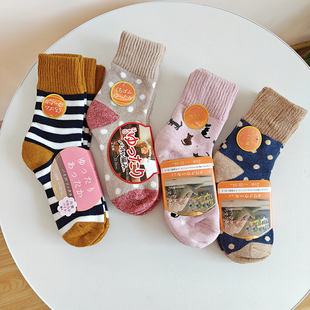 2双装加厚毛圈袜羊毛袜子女日单袜子秋冬保暖中筒袜子厚袜子松口