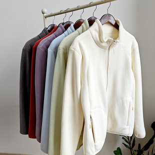 350克双面绒外套立领拉链户外女抓绒衣内胆加厚秋冬保暖奥粒绒男