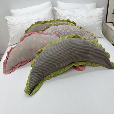 纯棉色织提花双层纱布月亮枕头