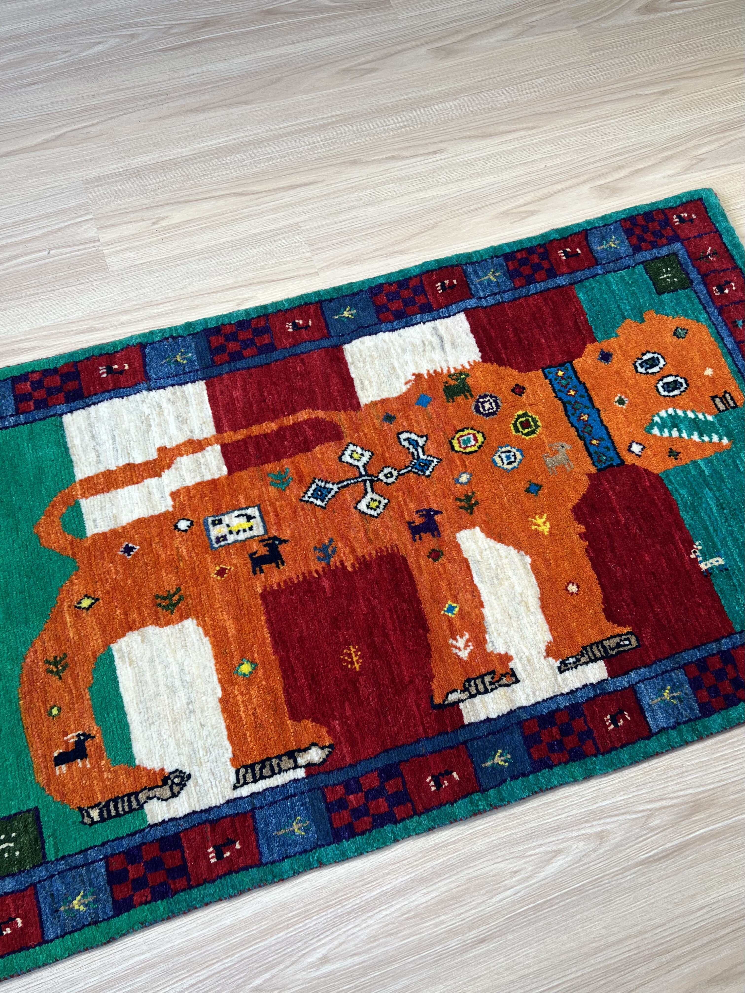 梭罗双树｜140*78cm设拉子游牧动物手工打结地毯挂毯装饰毯